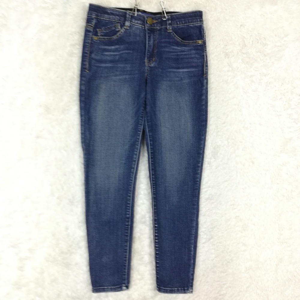Democracy Womens‎ Jeans "Ab"solution Skinny Blue Denim Whiskering Medium Wash 4